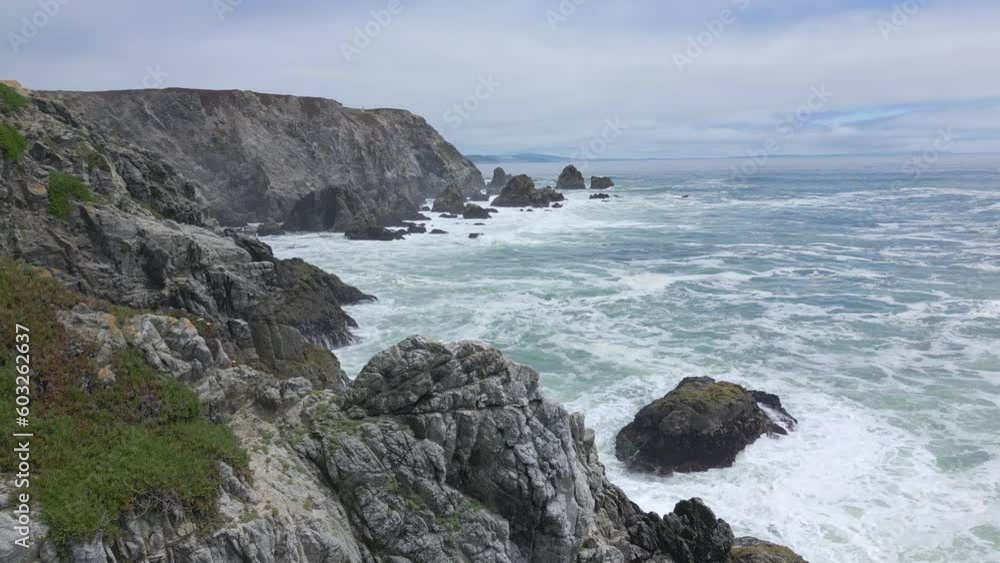 alt flying forwards along Pacific Coast at Bodega Head California alt flying forwards along Pacific Coast at Bodega Head California