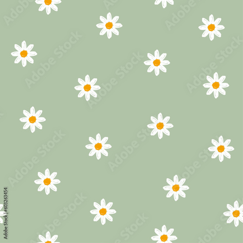 hand drawn daisy flower seamless pattern vector, simple cute flower background