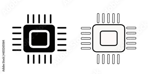 CPU microprocessor set icon isolated on white background. Vector illustration.