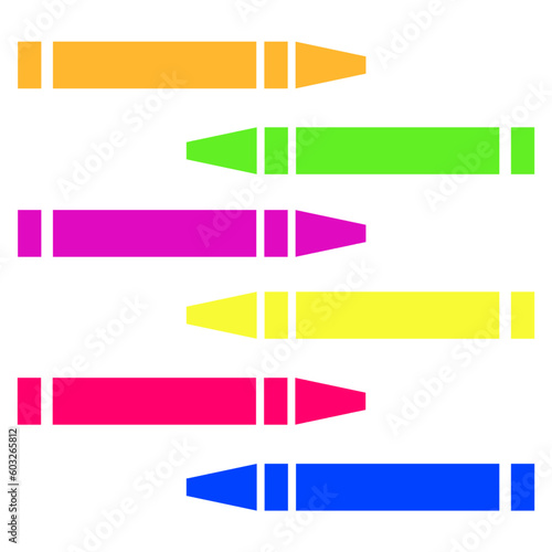 Crayons set colorful icon isolated on white background. Back to school, Vector Illustration.