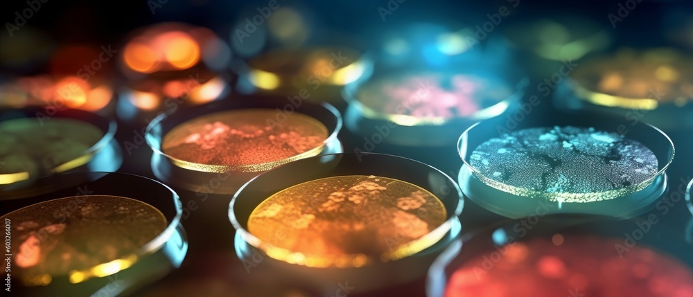 Close-up detail of bacteria and viruses at the microscopic level. Generative AI Close-up detail of bacteria and viruses at the microscopic level. Generative AI