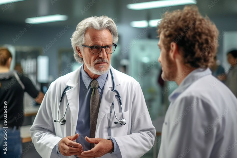 senior man talking with doctor with Generative AI senior man talking with doctor with Generative AI