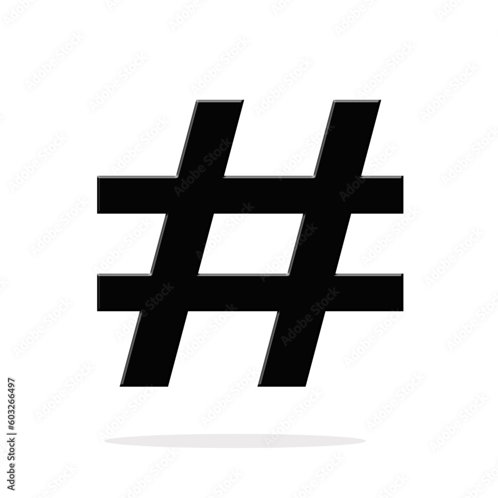Obraz premium Hashtag icon isolated on white background. Tag symbol. Vector illustration. 
