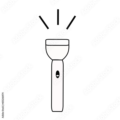 Flashlight line icon isolated on white background.  Vector illustration.