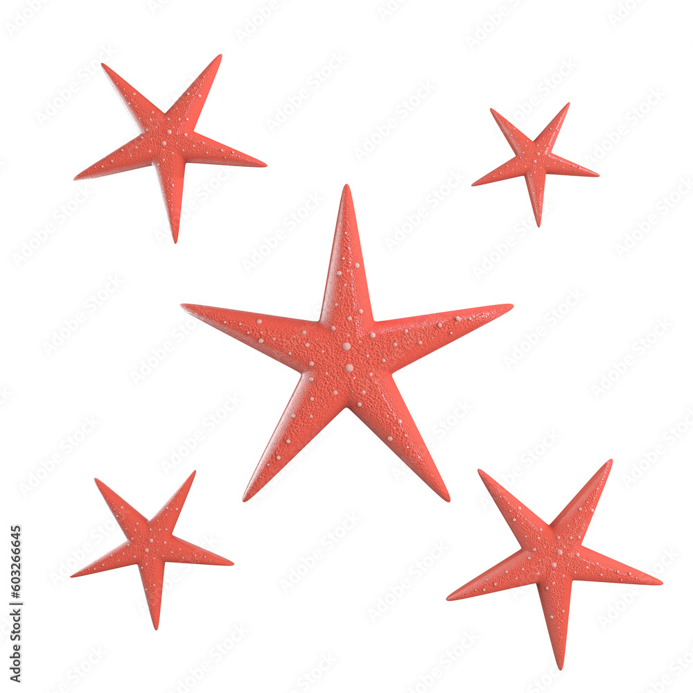 set of red starfish set of red starfish