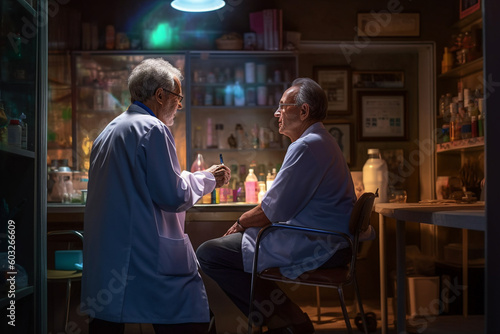 a doctor talking directly with an elderly patient in a private session with Generative AI