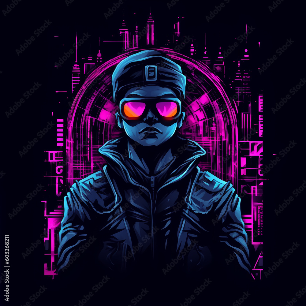 Cyberpunk inspired Person with glasses with generative AI Cyberpunk inspired Person with glasses with generative AI