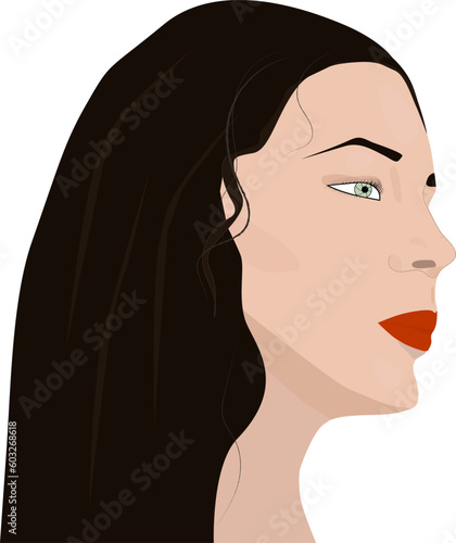 Pretty brunette wich beautiful face. Template for avatar.