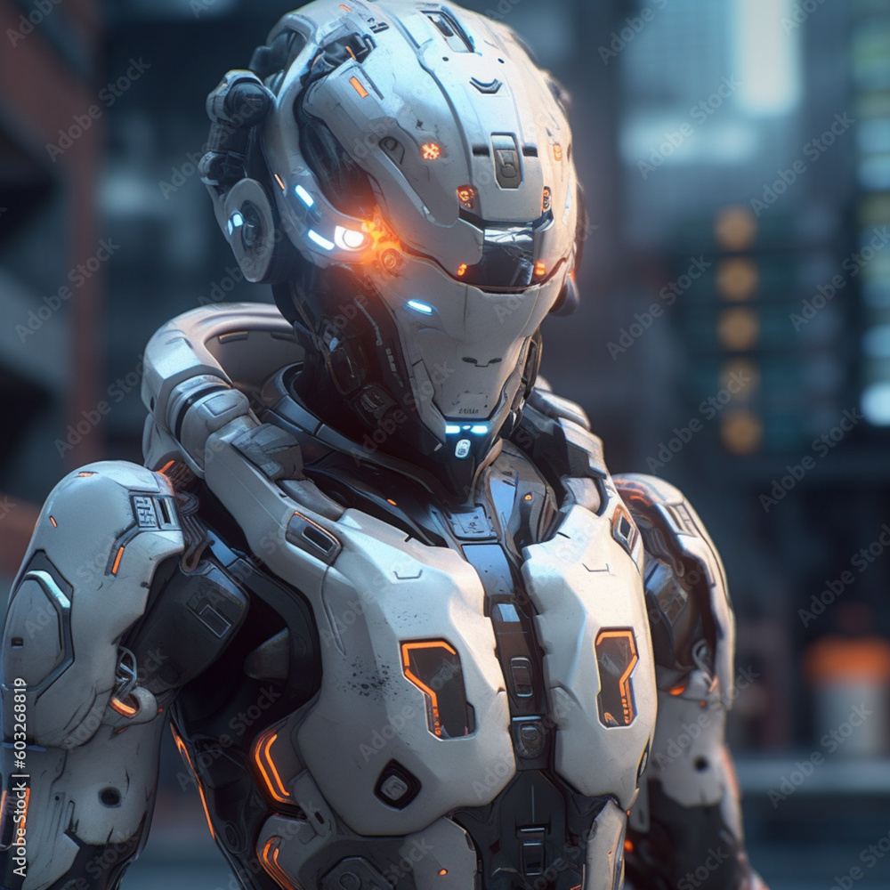Cyber Solder with robotic enhancements. AI-generated art. Cyber Solder with robotic enhancements. AI-generated art.