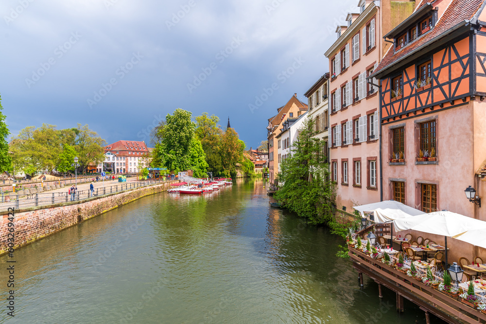 Canal side view in Strasbourg City of France
