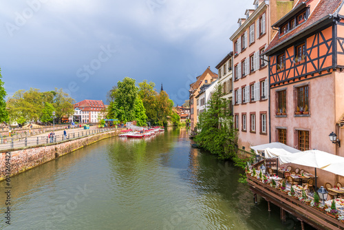 Fototapeta Naklejka Na Ścianę i Meble -  Canal side view in Strasbourg City of France