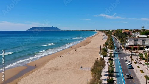 Panoramic sea beach view with Terracina, Lazio, Italy, Europe