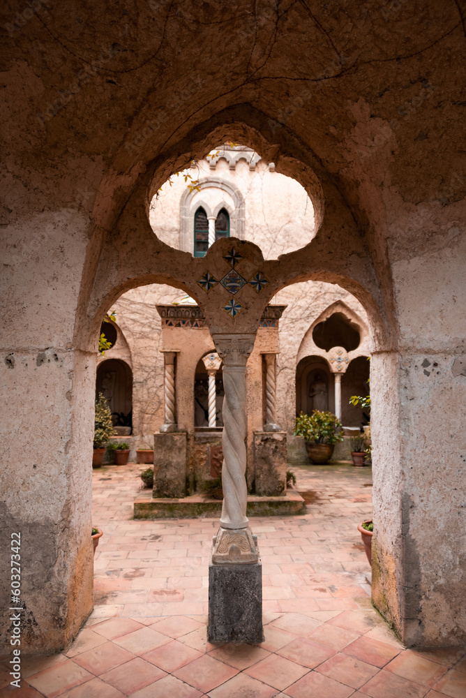 Naklejka premium Inner yard or porch of an old villa in Italy