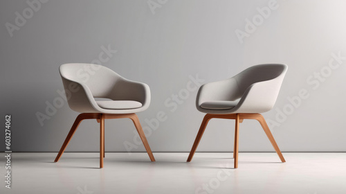 chair design in a modern style. The chair features a unique silhouette with clean lines and a seamless  monochromatic finish