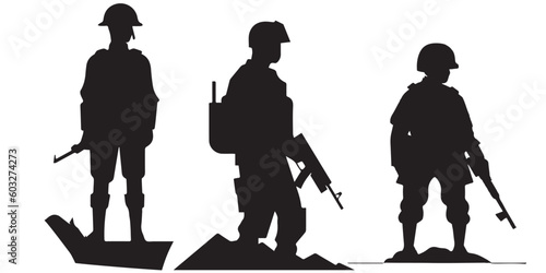 A solder black silhouette vector illustration.