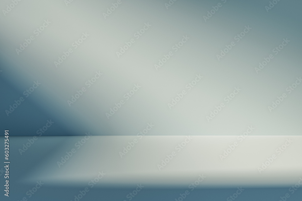 3d presentation background in white room illuminated by sunlight. 3d rendering of mockup of presentation background floor for display or advertising purposes
