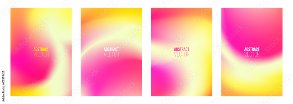 Set of abstract backgrounds with bright multicolored gradients for creative graphic design. Vector illustration.