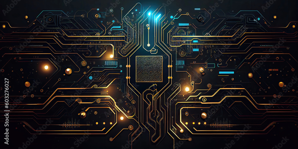 © Robert Kneschke - Abstract computer circuit board wallpaper background (Generative AI)