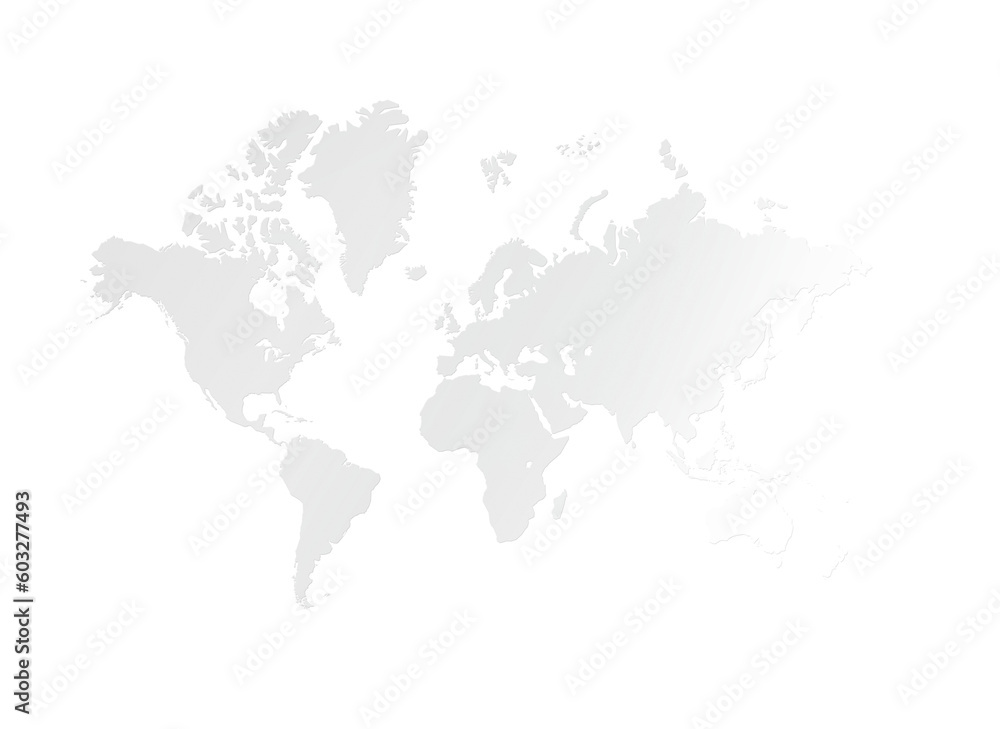 Naklejka premium White world map illustration on a transparent background
