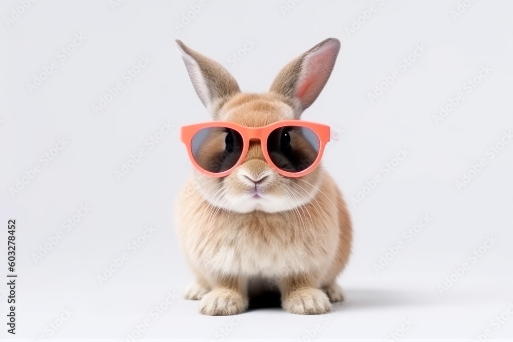 White rabbit with sunglasses