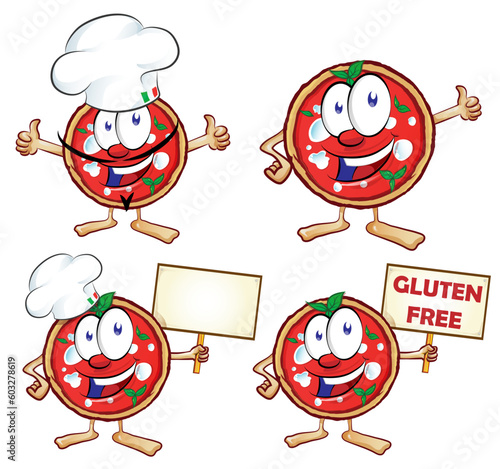 Set of pizza cartoon  illustration