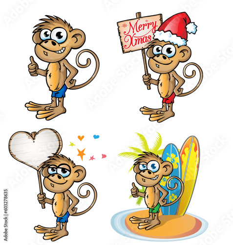 Canvas Print Set of monkey character