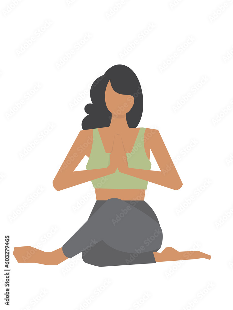 Woman wearing sportwear doing Yoga exercise, Calm of healthy young woman breathing and meditation yoga Woman wearing sportwear doing Yoga exercise, Calm of healthy young woman breathing and meditation yoga