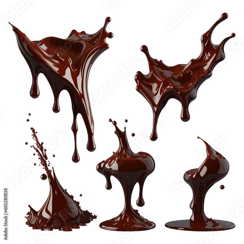Set of 3D Chocolate Splash with Chocolate Bar