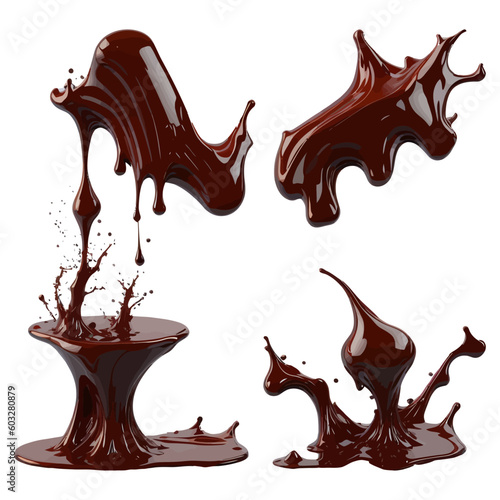 Set of 3D Chocolate Splash with Chocolate Bar