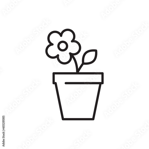 Flower pot line icon. Editable stroke