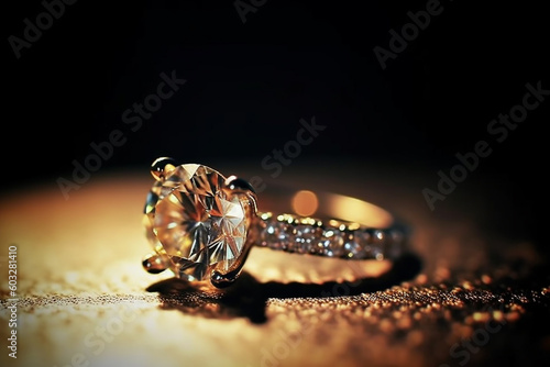 Diamond ring, poster, proposal, warm tone.