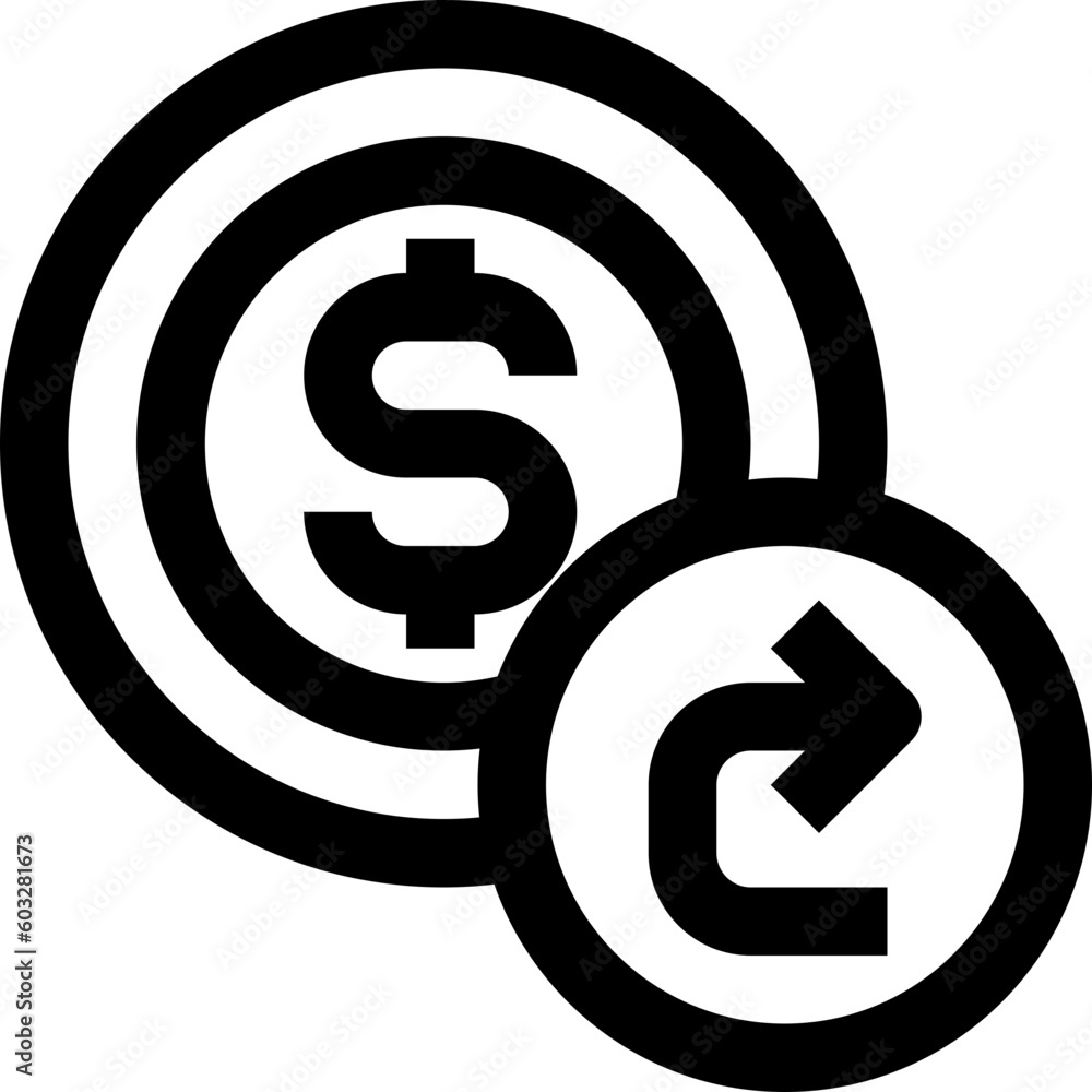 money refund black outline icon money refund black outline icon