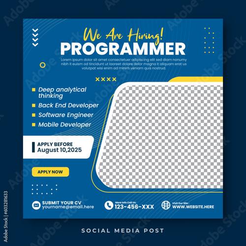 Programmer job vacancy social media post template