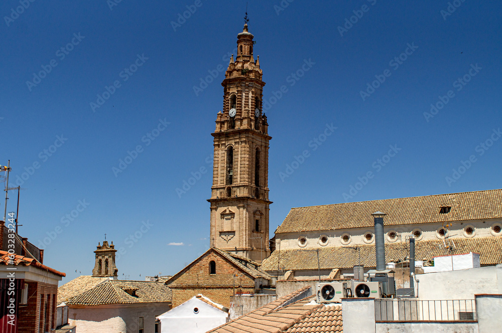 Leaning tower of the church of Bujalance, Córdoba.