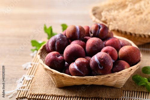 Red plum fruit (Japanese plum or Chinese plum)