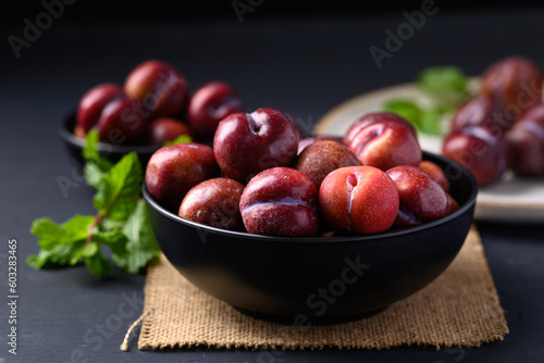 Red plum fruit  Japanese plum or Chinese plum 