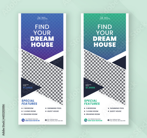 Real estate agency dream house roll up banner or pull up standee banner design template
