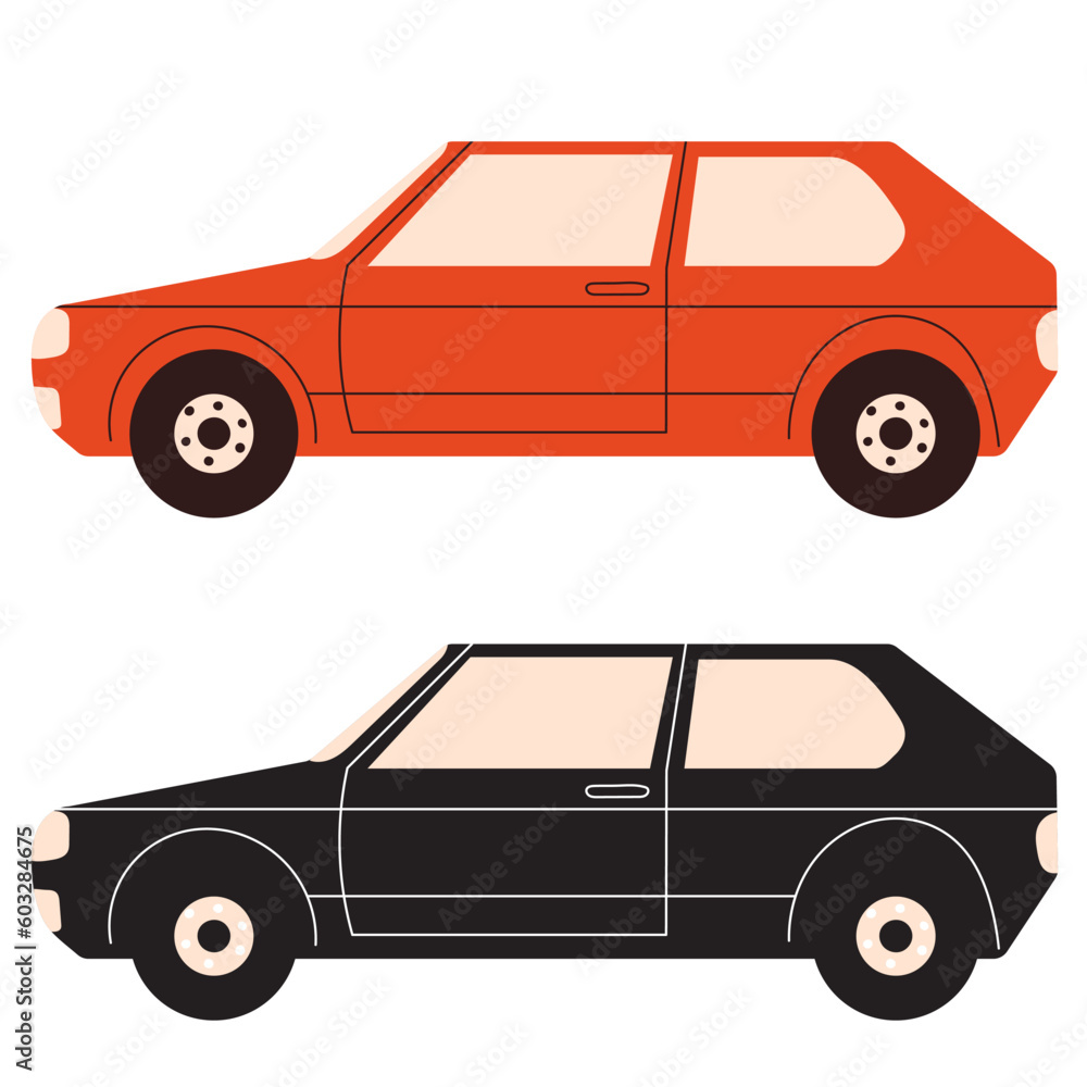 Fototapeta premium car in doodle city silhouette isolated vector