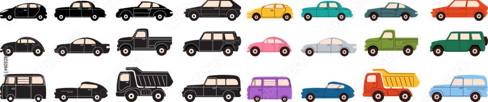 set of cars in doodle style isolated vector set of cars in doodle style isolated vector