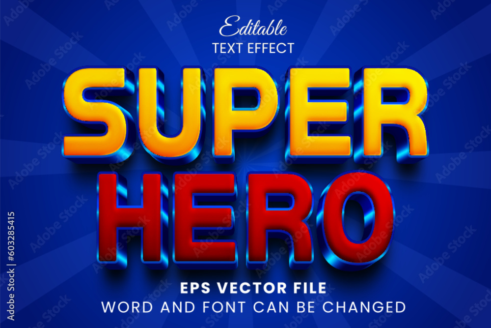 Super Hero 3d vector text effect
