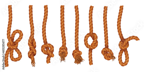 Ropes With Knot Realistic Set