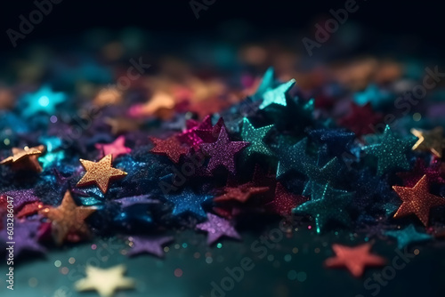 Colorful confetti stars. Generative AI