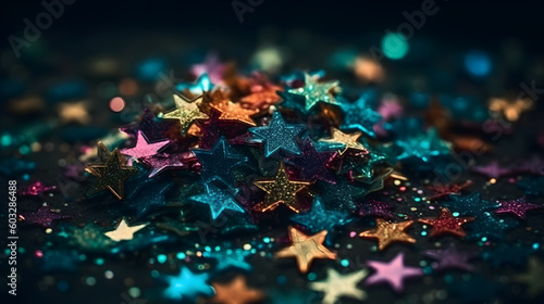 Colorful confetti stars. Generative AI