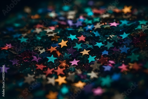 Beautiful and colorful confetti stars. Generative AI
