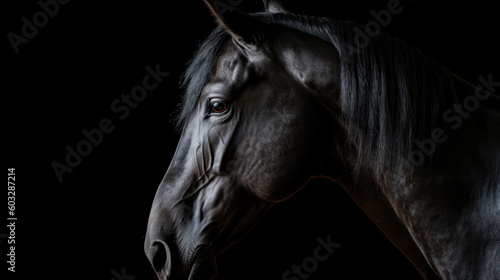 black horse on a black background