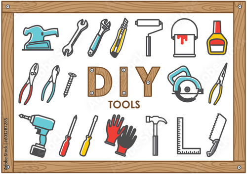 DIYツールのカラーアイコンセット
