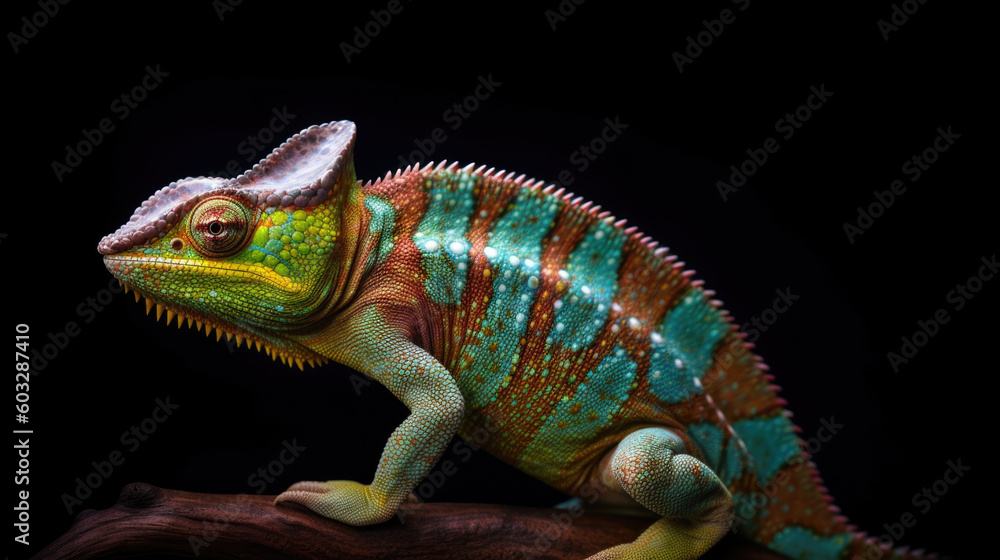 chameleon on a black background chameleon on a black background