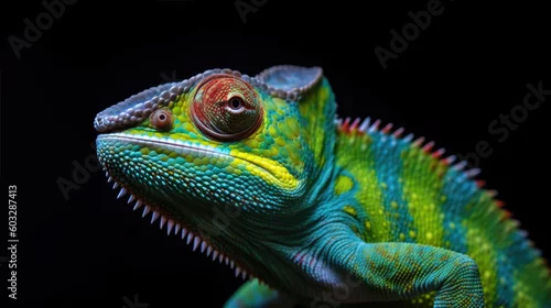 Fototapeta chameleon on a black background