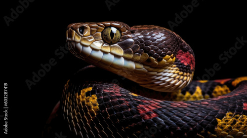 close up of a snake on a black background © Christiannglr
