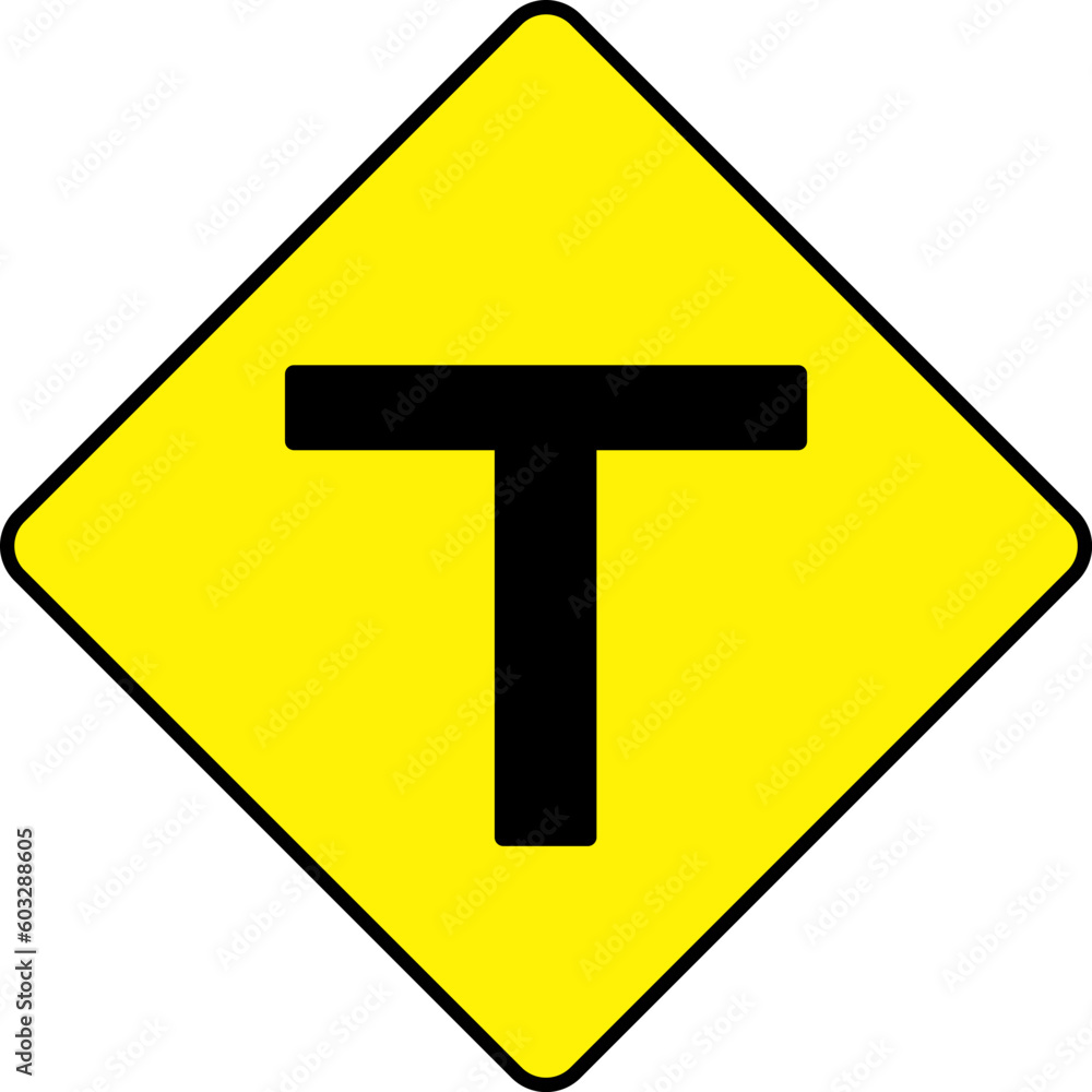 T-Junction Traffic Road Sign, Illustration Vector T-Junction Traffic Road Symbol, Isolate On White Background. EPS10 T-Junction Traffic Road Sign, Illustration Vector T-Junction Traffic Road Symbol, Isolate On White Background. EPS10